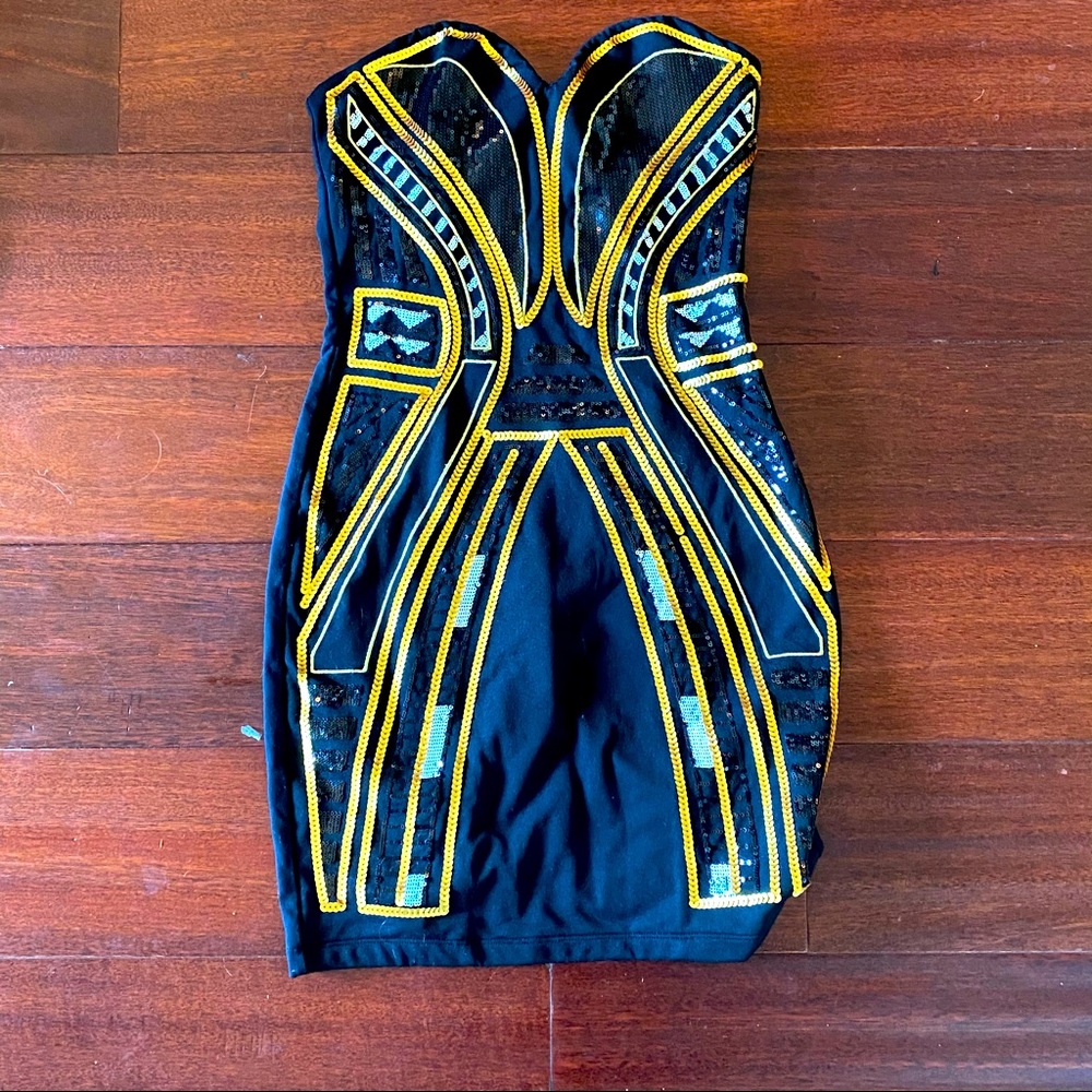 EUC Strapless Sequin Cocktail Dress